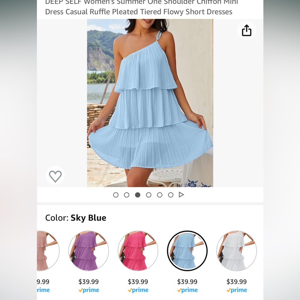One shoulder flowy blue dress-worn once!